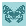 Grunge butterfly silhouette vector emblem