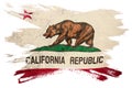 Grunge California state flag. California flag brush stroke.