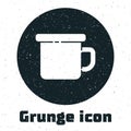 Grunge Camping metal mug icon isolated on white background. Monochrome vintage drawing. Vector Illustration.