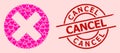 Rubber Cancel Stamp and Pink Heart Cancel Sign Mosaic