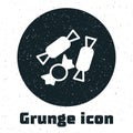 Grunge Candy icon isolated on white background. Happy Halloween party. Monochrome vintage drawing. Vector Royalty Free Stock Photo