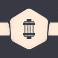 Grunge Car air filter icon isolated on grey background. Automobile repair service symbol. Monochrome vintage drawing Royalty Free Stock Photo