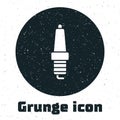 Grunge Car spark plug icon isolated on white background. Car electric candle. Monochrome vintage drawing. Vector Royalty Free Stock Photo
