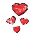 Grunge cartoon hearts