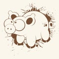 Grunge Cartoon Pig