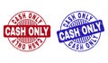 Grunge CASH ONLY Scratched Round Stamp Seals