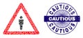 Grunge Cautious Seal and Geometric Human Warning Mosaic