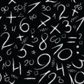 Grunge Chalk Numbers. Hand Written textured Seamless Pattern. Do