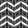 Grunge chalk zigzag seamless pattern. Vector zig zag greek style background. Chevron repeat black and white geometric backdrop. Royalty Free Stock Photo