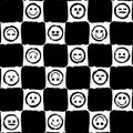 Grunge Chessboard Smiles Seamless Pattern Royalty Free Stock Photo