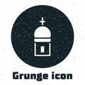 Grunge Christian church tower icon isolated on white background. Religion of church. Monochrome vintage drawing. Vector Royalty Free Stock Photo