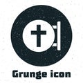 Grunge Christian cross icon isolated on white background. Church cross. Monochrome vintage drawing. Vector Royalty Free Stock Photo