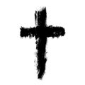 Grunge Christian Religion Cross. Black Paint. Vector. Brush painted black icon. Hand-painted cross