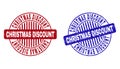 Grunge CHRISTMAS DISCOUNT Scratched Round Stamp Seals Royalty Free Stock Photo