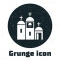 Grunge Church building icon isolated on white background. Christian Church. Religion of church. Monochrome vintage Royalty Free Stock Photo