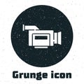 Grunge Cinema camera icon isolated on white background. Video camera. Movie sign. Film projector. Monochrome vintage Royalty Free Stock Photo