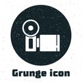 Grunge Cinema camera icon isolated on white background. Video camera. Movie sign. Film projector. Monochrome vintage Royalty Free Stock Photo