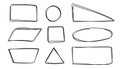 Grunge circles squares triangle set, hand drawn encircle round and rectangle highlight elements. Sketchy important marker Royalty Free Stock Photo