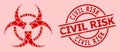 Grunge Civil Risk Stamp and Red Valentine Biohazard Mosaic