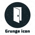 Grunge Closed door icon isolated on white background. Monochrome vintage drawing. Vector
