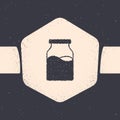 Grunge Closed glass bottle with milk icon isolated on grey background. Monochrome vintage drawing. Vector