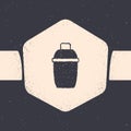 Grunge Cocktail shaker icon isolated on grey background. Monochrome vintage drawing. Vector Royalty Free Stock Photo