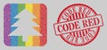 Grunge Code Red Stamp Seal and Mosaic Fir Tree Stencil for LGBT