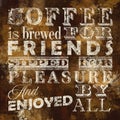 Grunge coffee collage with grunge and textured typo and brown colorful background