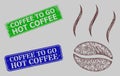 Grunge Coffee to Go Hot Coffee Stamp Seals and Network Coffee Vapor Web Mesh