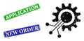 Cog Interface Distress Icon and Distress Application Stamp Imitation Royalty Free Stock Photo