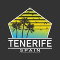 Grunge color stamp or label with text I Love Tenerife inside, illustration