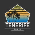 Grunge color stamp or label with text I Love Tenerife inside, vector illustration