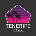 Grunge color stamp or label with text I Love Tenerife inside, vector illustration