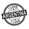 Grunge color stamp with text I Love Argentina inside, vector illustration