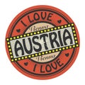 Grunge color stamp with text I Love Austria inside