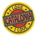 Grunge color stamp with text I Love Catalonia inside