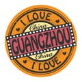 Grunge color stamp with text I Love Guangzhou inside