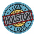 Grunge color stamp with text I Love Houston inside Royalty Free Stock Photo