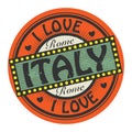 Grunge color stamp with text I Love Italy inside