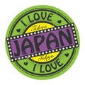 Grunge color stamp with text I Love Japan inside