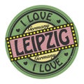 Grunge color stamp with text I Love Leipzig inside