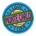 Grunge color stamp with text I Love Monte Carlo inside