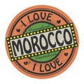 Grunge color stamp with text I Love Morocco inside