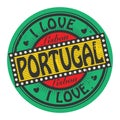 Grunge color stamp with text I Love Portugal inside