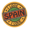 Grunge color stamp with text I Love Spain inside