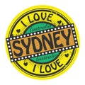Grunge color stamp with text I Love Sydney inside