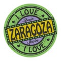 Grunge color stamp with text I Love Zaragoza inside