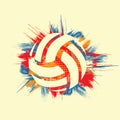 Grunge color volleyball symbol background