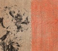 Grunge colored background with flowers