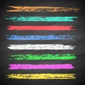 Grunge colorful chalk stripes on blackboard Royalty Free Stock Photo